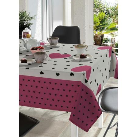 Imagem de Toalha de Mesa Retangular 6 Cadeiras Afrodite Cinza e Bordô 140x210 Cm