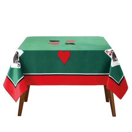 Imagem de Toalha P/ Mesa De Jogos Felpa Velour Estampado 154x154 Carta Baralho Quadrado