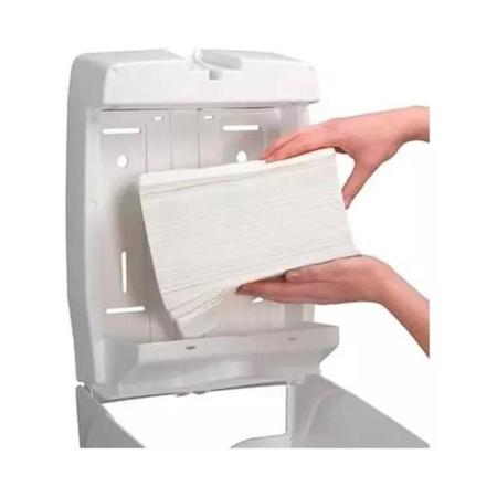 Imagem de Toalhas Papel Secar Mãos Interfolhadas Branco para Banheiro Duas Dobras