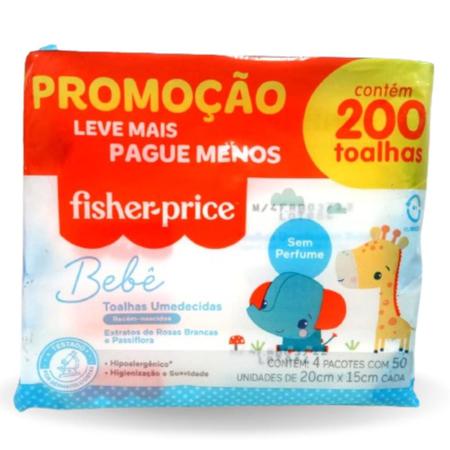 Imagem de Toalhas umedecidas fisher-price pack 200 sem perfume recém nascido