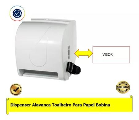 Imagem de Toalheiro Dispenser Papel Toalha Bobina Alavanca Banheiro ou Cozinha