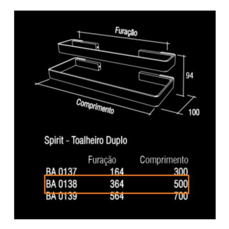 Imagem de Toalheiro porta toalha spirit zen design duplo 500mm (50 cm) preto fosco