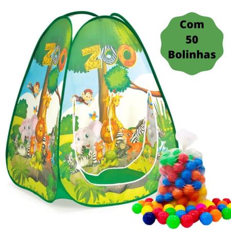 Imagem de Toca Barraca Infantil Dobrável Pop Up Zoo + 50 Bolinhas