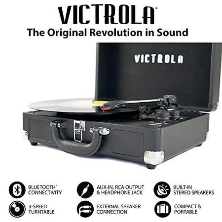 Imagem de Toca-discos portátil vintage com Bluetooth - Victrola