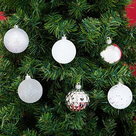 Every Day is Christmas Ornaments, Shatterproof Christmas Tree Ornament Set,  Christmas Balls Decoration 50 Count (2.24/57mm, Black Grey)