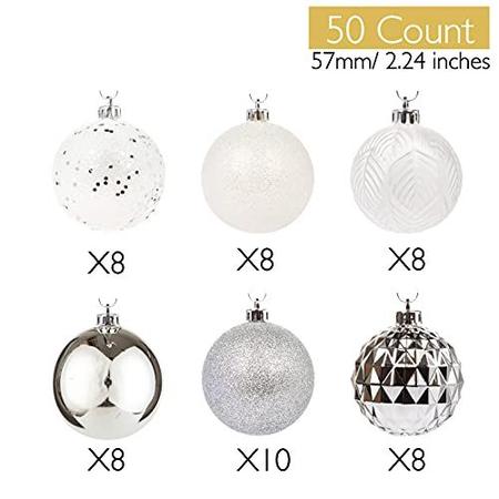 Every Day is Christmas 50ct 57mm/ 2.24' Christmas Ornaments, Shatterproof  Christmas Tree Ornaments Set, Christmas Balls Decoration (Gold & Silver)