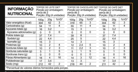 Imagem de Toffee misto diet hué 150g sabores cafe leite chocolate 3 un