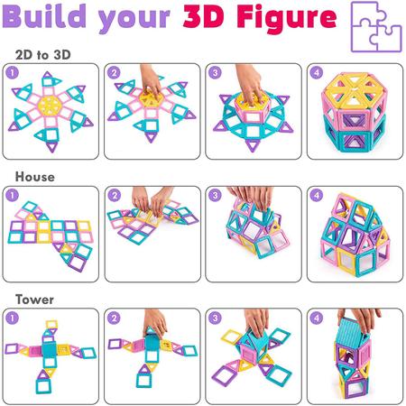 Imagem de Tolner de brinquedo de construção de azulejos magnéticos para crianças de 3 a 8 anos