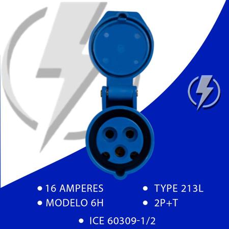 Imagem de Tomada Acoplamento 2p+t 16a Azul 6h 220/250v Omg 3056