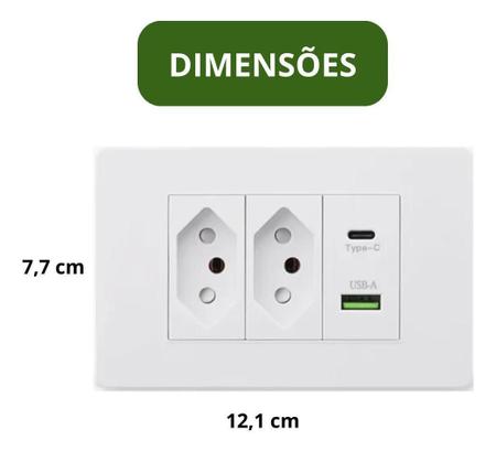 Imagem de Tomada Dupla Usb-C Celulares Parede