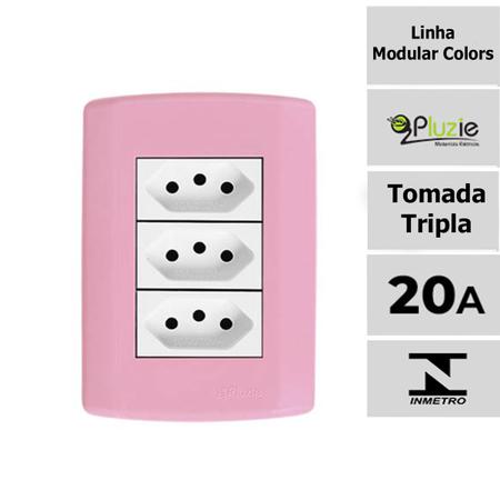 Imagem de Tomada tripla 20A Pluzie Pluzi modular rosa