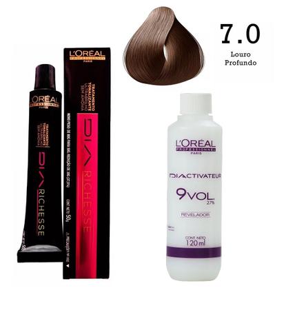 Tonalizante Richesse 7/0 80gr + Revelador 9 Vol. 120ml Loréal em