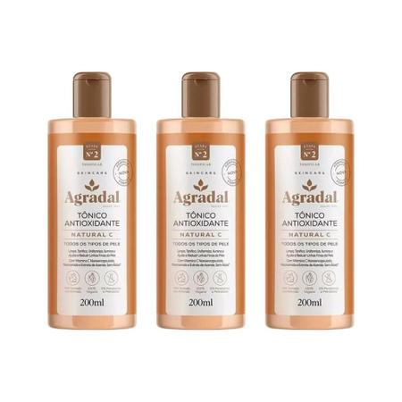 Tonico Agradal Antioxidante Natural 200Ml - Kit Com 3Un Imagem de Tonico Agradal Antioxidante Natural 200Ml - Kit Com 3Un