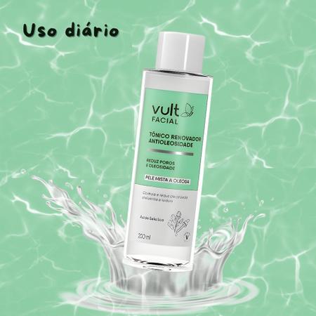 Imagem de Tônico Facial Renovador Antioleosidade p/ Pele Mista e Oleosa 200ml Vult