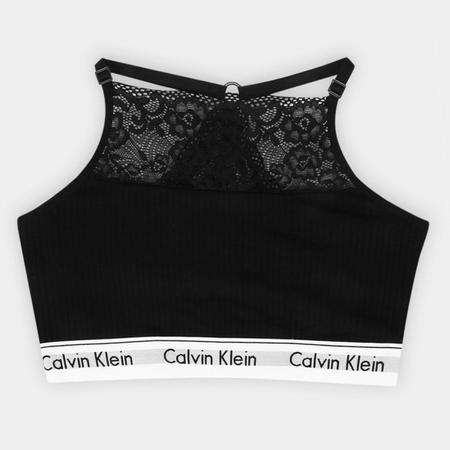 Top Calvin Klein Canelado Renda Modern Cotton Lace Feminino - Top Cropped -  Magazine Luiza