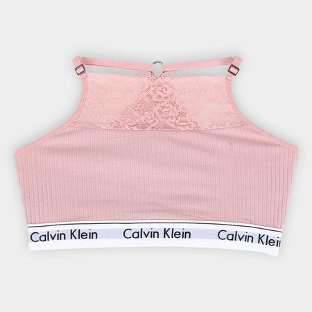 Top Calvin Klein Canelado Renda Modern Cotton Lace Feminino - Top Cropped -  Magazine Luiza