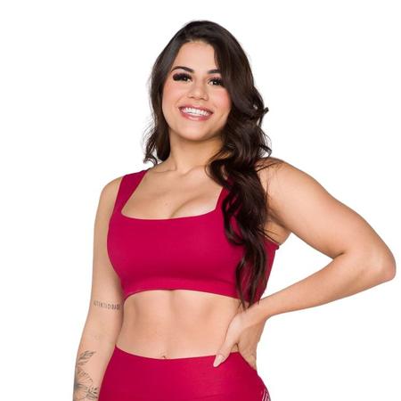 Imagem de Top Cropped Faixa Poliamida Feminino Sem Bojo Sustentação Compressão Esporte Malhar Fitness Academia