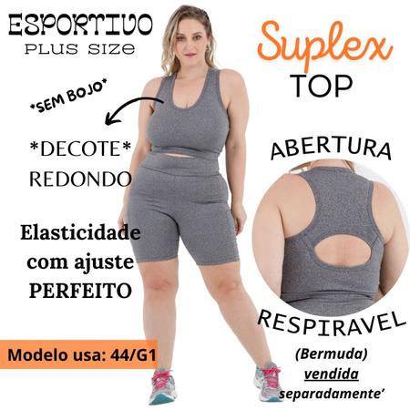 Imagem de Top Esportivo Feminino Suplex Reforçado S/Bojo Alças Larga Decotado Plus Size 3041A