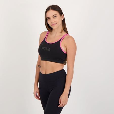 Top Fila Essential Bold Preto e Rosa - Top Esportivo - Magazine Luiza