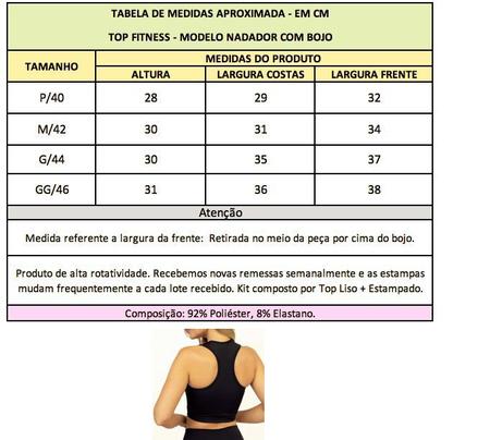 Top Fitness Academia com Bojo Modelo Nadador 2 Unidades: Liso + Estampado -  Kairoz - Top Esportivo - Magazine Luiza