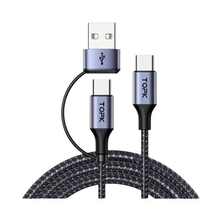 Imagem de Topk-usb tipo c cabo para macbook pro, carregamento rápido para samsung xiaomi, 60w pd