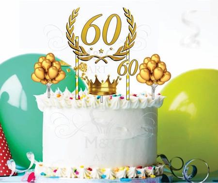 Topo De Bolo anos 60 Kit Completo Decoração Aniversario adulto em