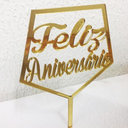 Topo De Bolo 18 Anos Aniversário Festa Decoração Dourado