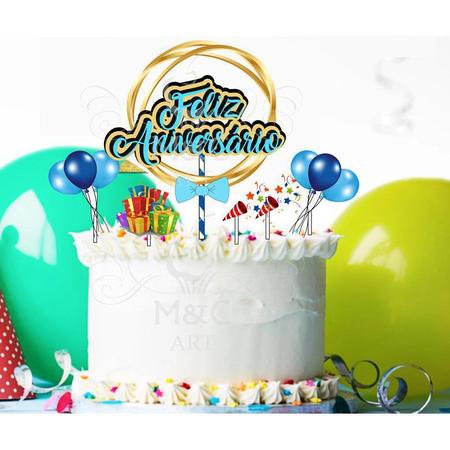 Bolo de Aniversário Tons de Azul