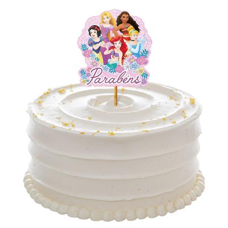 Topo Para Bolo Princesa de Papel com suporte para colocar no bolo
