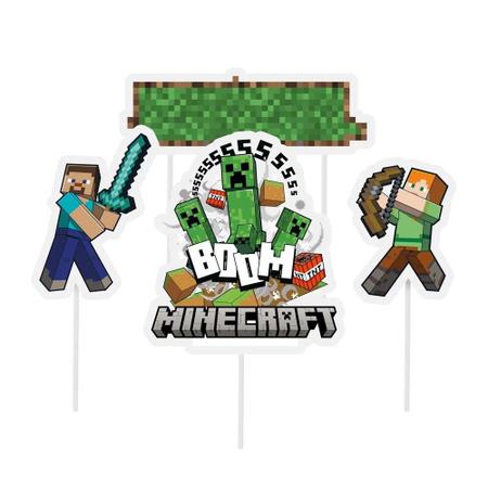 bolo 1 andar simples  Aniversário minecraft, Bolo minecraft