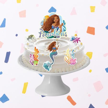 Topper de Bolo Decorativo A Pequena Sereia Negra Ariel Filme - Destaque  para Sua Festa - Regina Festas - Topo de Bolo - Magazine Luiza