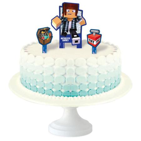 Topper de Bolo Minecraft AuthenticGames Pra Festa de Aniversário -  Fantasias Carol FC - Decoração de Festa - Magazine Luiza