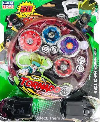 4 Beyblade Metal Led + Lançador + Arena Resistente