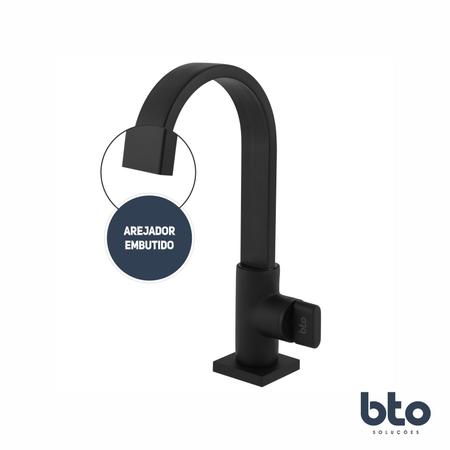 Imagem de Torneira banheiro luxo 1/4 de volta black + engate inox 40cm