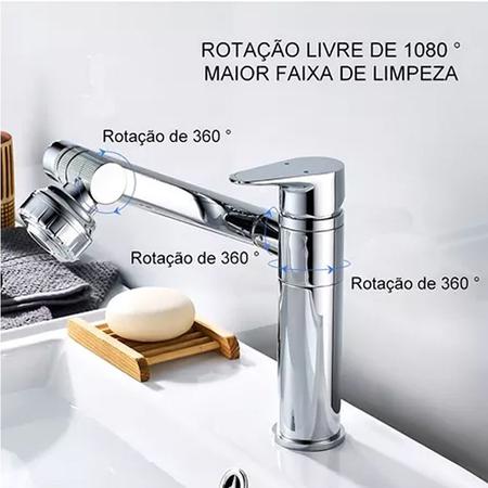 Imagem de Torneira Banheiro Rotativa 360 Monocomando Lavabo Luxo Prata