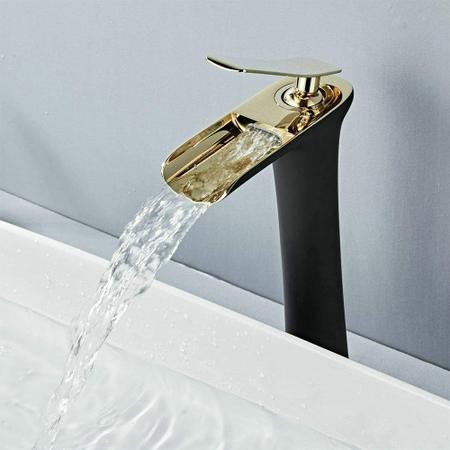 Torneira Cascata Luxo Monocomando Misturador Quente Frio Cobre Banheiro Bancada - Compre Imagem de Torneira Cascata Luxo Monocomando Misturador Quente Frio Cobre Banheiro Bancada