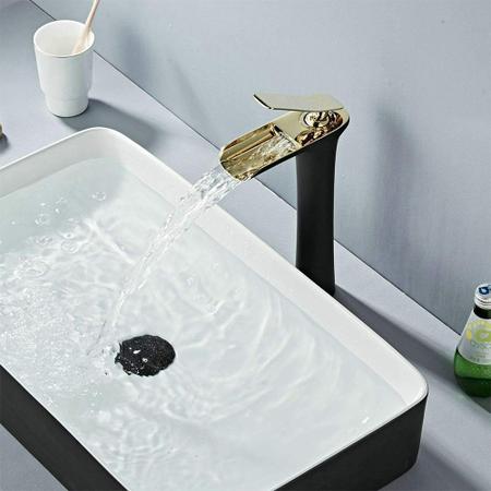 Torneira Cascata Luxo Monocomando Misturador Quente Frio Cobre Banheiro Bancada - Compre Imagem de Torneira Cascata Luxo Monocomando Misturador Quente Frio Cobre Banheiro Bancada