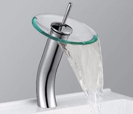 Torneira Cascata Monocomando Copacabana De Vidro Bica Alta - Sollux Imagem de Torneira Cascata Monocomando Copacabana De Vidro Bica Alta