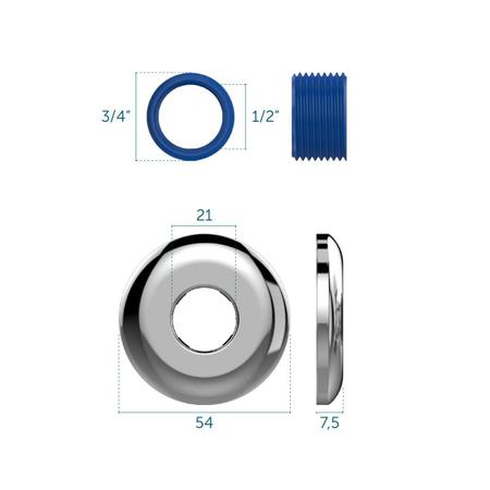 Imagem de Torneira com Filtro para Máquina de Lavar Roupa e Lava-louça Blukit Esfera 1/4 de Volta
