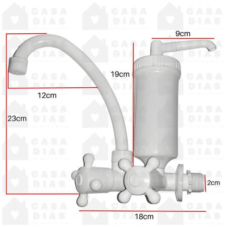 Imagem de Torneira Com Filtro Para Pia Cozinha Parede Abs Resistente Bica Movel