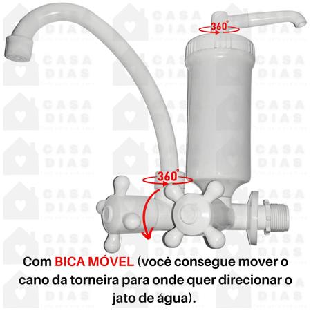 Imagem de Torneira Com Filtro Para Pia Cozinha Parede Abs Resistente Bica Movel