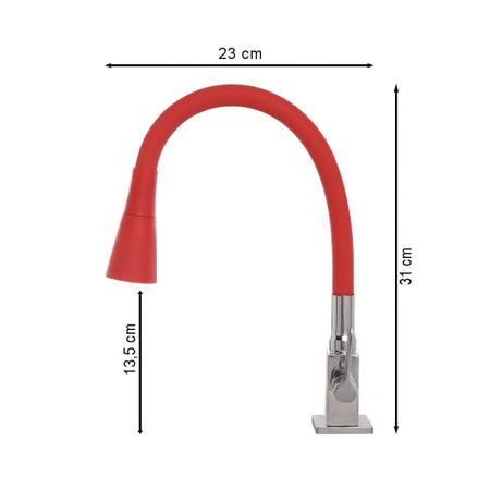 Torneira Cozinha Flexível Quadrada Bancada Cone Vermelho - SOFT INOX Imagem de Torneira Cozinha Flexível Quadrada Bancada Cone Vermelho