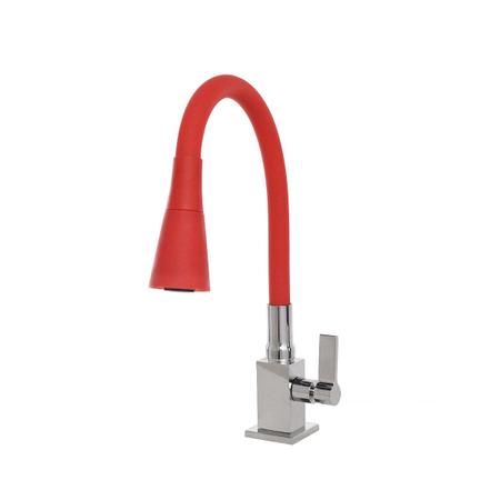 Torneira Cozinha Flexível Quadrada Bancada Cone Vermelho - SOFT INOX Imagem de Torneira Cozinha Flexível Quadrada Bancada Cone Vermelho