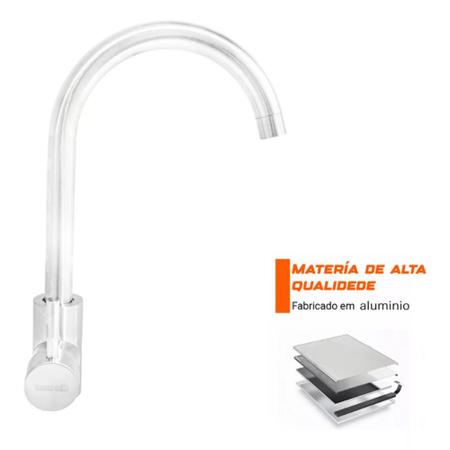 Torneira Cozinha Gourmet Misturador Bancada Monocomando Prateada 360º Alto Padrão - Knakasaki Imagem de Torneira Cozinha Gourmet Misturador Bancada Monocomando Prateada 360º Alto Padrão