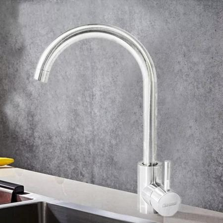 Torneira Cozinha Gourmet Misturador Bancada Monocomando Prateada 360º Alto Padrão - Knakasaki Imagem de Torneira Cozinha Gourmet Misturador Bancada Monocomando Prateada 360º Alto Padrão