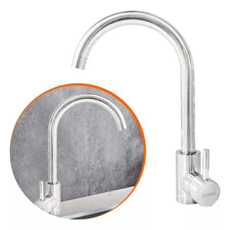 Torneira Cozinha Gourmet Misturador Bancada Monocomando Prateada 360º Alto Padrão - Knakasaki Imagem de Torneira Cozinha Gourmet Misturador Bancada Monocomando Prateada 360º Alto Padrão