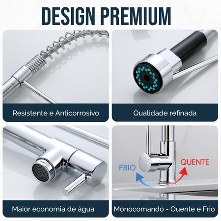 Imagem de Torneira Cozinha Gourmet Monocomando Com Spray Extensor