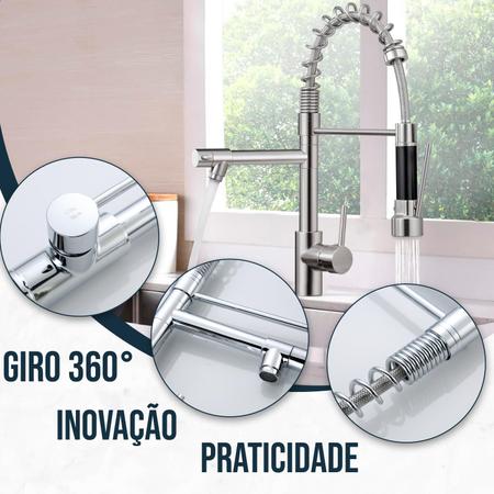 Imagem de Torneira Cozinha Gourmet Monocomando Com Spray Extensor