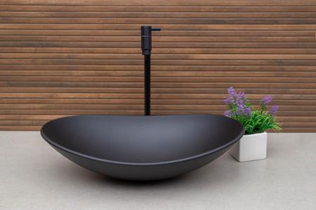 Imagem de Torneira de luxo p/ banheiros  e lavabos em metal preto fosco - modelo link