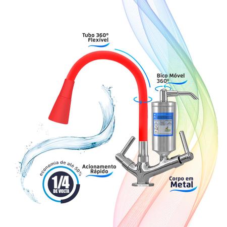 Imagem de Torneira Filtro Mesa Emborrachada Tubo Cônico Vermelho